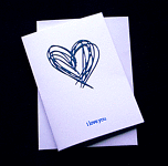 Blue Scribble Heart - Handcrafted Valentines or Anniversary Card - dr17-0003